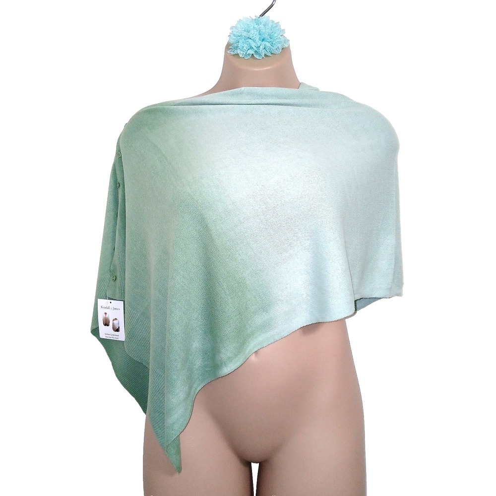 Kendall & James Women Ombre Cardishawl OSFM Green Sweater Knit Solid Button Down - Picture 5 of 5